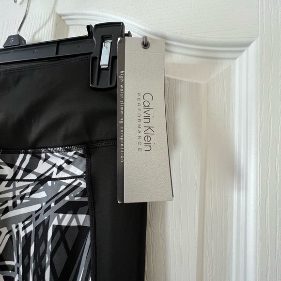Calvin Klein Performance High Waist Slimming Compression Black/White Leggings M - Picture 9 of 9